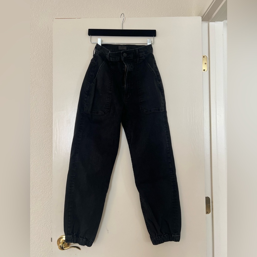 MOTHER The Carpenter Roller High Rise Utility Jogger Black Jeans size 24 - Picture 5 of 15